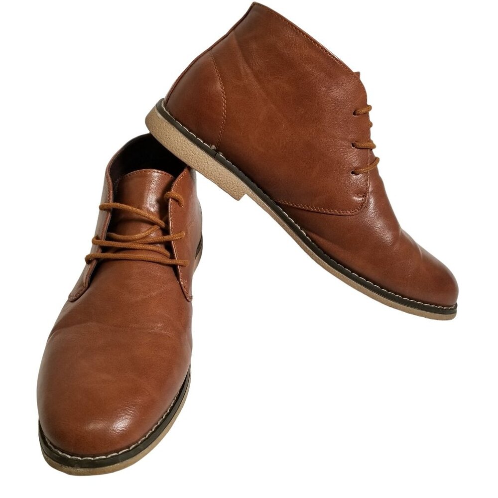 London Fog Womens Ankle Chelsea Boots Shoes 9.50M Brown Lace Up Round Toe
